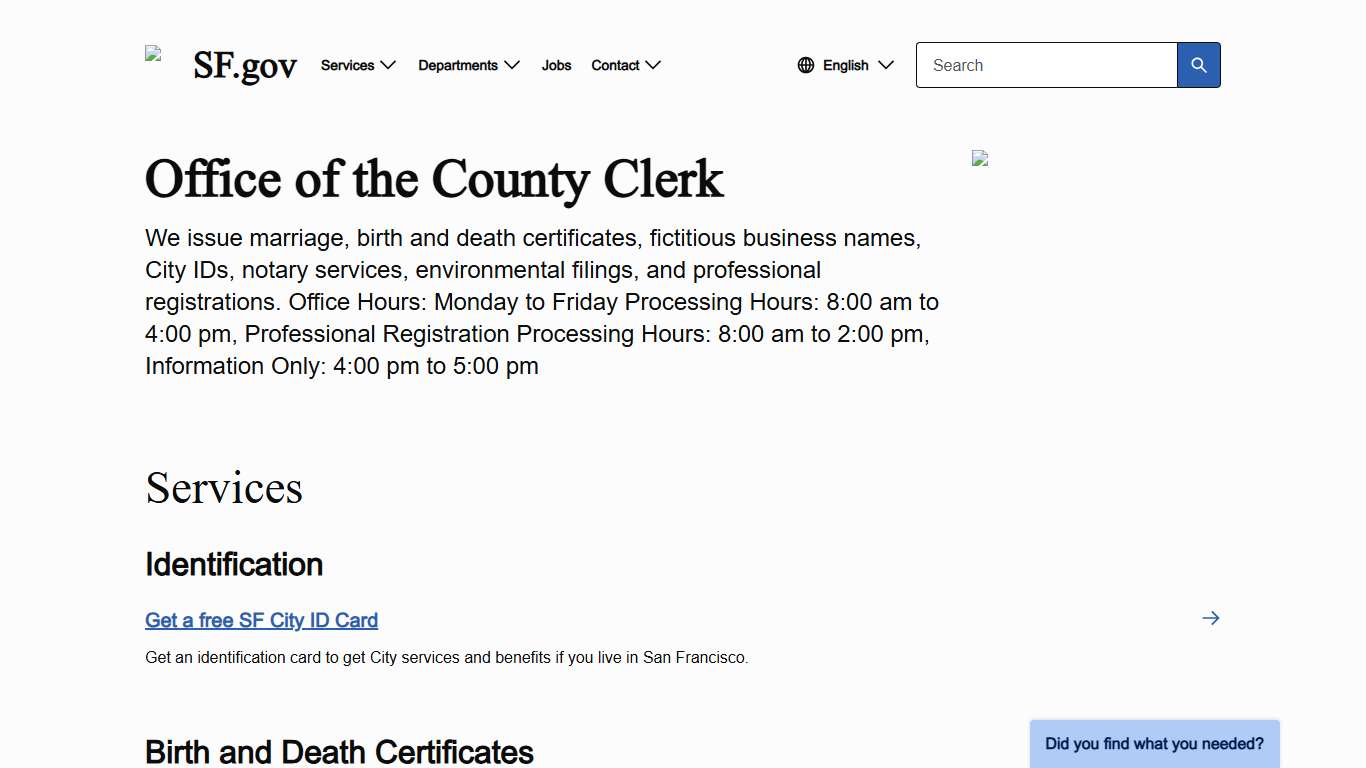 Office of the County Clerk | SF.gov